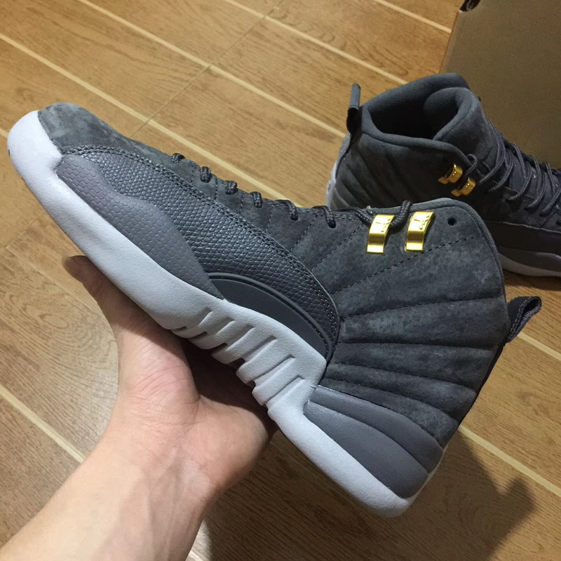 Authentic Air Jordan 12 Grey Suede